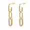 Brass Micro Pave Clear Cubic Zirconia Dangle Stud Earrings, with Ear Nuts, Nickel Free, Cable Chain, Real 18K Gold Plated, 48mm, Pin: 0.7mm