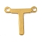 304 Stainless Steel Charms, Real 18K Gold Plated, Letter Charm, Letter T, 10x11x1mm, Hole: 1mm