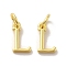 Brass Pendants, Cadmium Free & Nickel Free & Lead Free, with Jump Ring, Letter L, 10x6x1.5mm, Ring: 5x1mm, inner diameter: 3mm