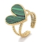 Ion Plating(IP) 304 Stainless Steel Ring, Adjustable Synthetic Malachite Rings, Heart, 18x17.5mm, Inner Diameter: Adjustable