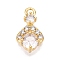 Brass Micro Pave Cubic Zirconia Pendants, Cadmium Free & Nickel Free & Lead Free, Rhombus Charms, Real 18K Gold Plated, 16.5x9x4.2mm, Hole: 1.6mm