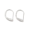 Brass Leverback Earring Findings, Silver, 15x10x2mm, Hole: 0.8mm, Pin: 10x2mm