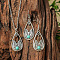 Bohemian Style Zinc Alloy & Synthetic Turquoise Pendant Necklaces & Dangle Earrings Sets, Antique Silver, Teardrop, 57x21mm