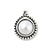 Tibetan Style Alloy Pendnats, Flat Round, with ABS Plastic Bead, Antique Silver, 16x13x5mm, Hole: 1mm