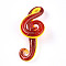 Handmade Gold Sand Lampwork Big Pendants, Musical Note Charms, Red, 62~67x26.5~29x14~15.5mm, Hole: 3.5~5x8~10mm