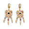 Rack Plating Alloy European Dangle Charms, with Colorful Rhinestone, Large Hole Pendants, Cadmium Free & Nickel Free & Lead Free, Woven Net/Web with Feather, Light Gold, 36.5mm, Hole: 5mm, Feather: 12.5x2.5x3.5mm