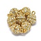 Rack Plating Alloy Magnetic Clasps with Loops, N45 Grade Strong Magnet, with Grade A Rhinestone, Long-Lasting Plated, Round, Real 18K Gold Plated, 15~16x10~11mm, Hole: 1.6mm