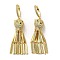 Leopard Head Real 18K Gold Plated Brass Dangle Hoop Earrings, Rectangle Tassel Earrings with Cubic Zirconia, Green, 75x14mm