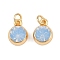 Brass Pave Cubic Zirconia Pendants, Flat Round Charms, with Jump Ring, Real 18K Gold Plated, 11x8x5mm