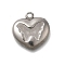 304 Stainless Steel Pendants, Heart wuth Butterfly Charm, Anti-Tarnish, Stainless Steel Color, 15.5x15.5x2.5mm, Hole: 1.5mm