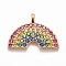 Rack Plating Brass Micro Pave Colorful Cubic Zirconia Pendants, Cadmium Free & Nickel Free & Lead Free, Long-Lasting Plated, Rainbow, Real 18K Gold Plated, 10.5x15x2mm, Hole: 1mm