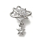 Rack Plating Brass Micro Pave Cubic Zirconia Pendants, Cadmium Free & Nickel Free & Lead Free, Long-Lasting Plated, Planet with Heart & Star, Platinum, 19x14.5x9mm, Hole: 1.5mm