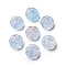 Spray Painted Transparent Glass Beads, Flower Charm, Alice Blue, 15x15x6mm, Hole: 1.2mm
