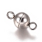 Tarnish Resistant 201 Stainless Steel Magnetic Clasps with Loops, Round, Stainless Steel Color, 11.5x6mm, Hole: 1.7mm