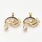 Brass Micro Pave Cubic Zirconia Pendants, Cadmium Free & Lead Free, Eye and teardrop, Colorful, Golden, 16.5x22.5x4mm, Hole: 3x4mm