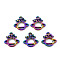 Alloy Pendant Rhinestone Settings, Cadmium Free & Nickel Free & Lead Free, Planet with Star, Rainbow Color, Fit for 1.6mm Rhinestone, 12.5x12.5x1.5mm, Hole: 1.2mm