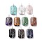 Natural & Synthetic Mixed Gemstone Copper Wire Wrapped Pendants, Rectangle with Tree of Life Charms, Platinumfe, Mixed Dyed and Undyed, 46~49x25~27x10~12mm, Hole: 8x9mm
