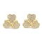 Rack Plating Brass Micro Pave Clear Cubic Zirconia Stud Earrings for Women, Cadmium Free & Lead Free, Long-Lasting Plated, Heart, Real 18K Gold Plated, 12x15mm