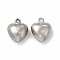 Non-Tarnish 304 Stainless Steel Charms, Puffed Heart Charm, Stainless Steel Color, 11.5x9.5x5mm, Hole: 1mm