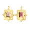 PVD Vacuum Plating 304 Stainless Steel Pendants, Natural Rhodonite Rectangle Charms, Real 18K Gold Plated, 19x14x2.5mm, Hole: 1.2mm