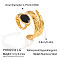 304 Stainless Steel Adjustable Cuff Open Rings, Snake, with Enamel, Real 18K Gold Plated, 8mm, US Size 7 1/4(17.5mm)