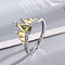 Crown Brass Micro Pave Cubic Zirconia Adjustable Finger Rings for Women, Platinum & Golden, Inner Diameter: Adjustable