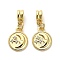 Rack Plating Brass Micro Pave Cubic Zirconia Charms, Long-Lasting Plated, Lead Free & Cadmium Free, Flat Round with Moon & Star, Real 18K Gold Plated, 26mm, Hole: 3.5mm
