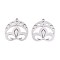 304 Stainless Steel Pendants, Lotus with Moon Phase Charm, Anti-Tarnish, Stainless Steel Color, 26.5x25x1.5mm, Hole: 1.8mm