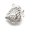 Brass Pendants, Cadmium Free & Nickel Free & Lead Free, Fish Charms, Hollow, Real Platinum Plated, 22x20x10.5mm, Hole: 1.8mm