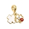 Brass European Dangle Charms, with Cubic Zirconia and Enamel, Clover & Ladybug, Large Hole Pendants, Long-Lasting Plated, Lead Free & Cadmium Free, Rack Plating, Real 18K Gold Plated, 21mm, Hole: 4mm