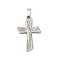 304 Stainless Steel Pendants, Cross with Jesus, Stainless Steel Color, 35x22.5x2mm, Hole: 6x3.5mm