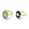 Adjustable Natural Gemstone Cuff Finger Rings, with Brass Finding, Bees, Golden, Size 6~7, 16~17mm