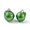 Brass Enamel Charms, Imitation Fruit, Light Gold, Green Tangerine Charm, Green, 12x9.5mm, Hole: 1.4mm