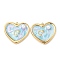 304 Stainless Steel Pendants, Heart with Star, with Enamel and ABS Plastic Imitation Pearl, Real 18K Gold Plated, Light Sky Blue, 21.5x24x6mm, Hole: 1.4mm