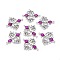 Alloy Enamel Chandelier Component Links, Cadmium Free & Lead Free, Rhombus, Antique Silver Metal Color, Purple, 35x29x3mm, Hole: 1.5mm