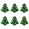 6Pcs Handmade Bumpy Glass Beads Strands, Hand Drawn Beads, Dyed & Heated, with Enamel, Christmas Trees, Green, 16x14.5x7mm, Hole: 1.2mm