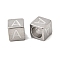 304 Stainless Steel European Beads, Large Hole Beads, Cube with Letter, Letter A, 7x7x7mm, Hole: 5.5mm