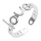 Romantic Stainless Steel Word Love Open Cuff Rings for Women Men, Stainless Steel Color