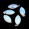 Faceted Horse Eye Opalite Pendants with Platinum Tone Brass Findings, 33x16x7mm, Hole: 6x2mm