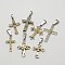304 Stainless Steel Pendants, with Rhinestone, Random Style, Cross, Golden & Stainless Steel Color, 24.5~33.5x14.5~21.5x2.5~6mm, Hole: 7x4mm
