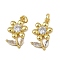 Brass Micro Pave Cubic Zirconia Pendants, Flower, Long-Lasting Plated, Cadmium Free & Lead Free, Rack Plating, with Jump Ring, Real 18K Gold Plated, 20.5x11.5x3.5mm, Hole: 3.2mm