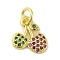 Brass Micro Pave Colorful Cubic Zirconia Charms, Cadmium Free & Nickel Free & Lead Free, Real 18K Gold Plated, Cherry, 12x10x1.5mm, Hole: 3mm