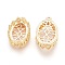 Brass Oval Pendants Cabochon Settings, Cadmium Free & Nickel Free & Lead Free, Golden, Tray: 13x18mm, 23x15x8mm, Hole: 2mm