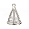Brass with Clear Cubic Zirconia Pendants, Cadmium Free & Nickel Free & Lead Free, Long-Lasting Plated, Cone Shape Charms, Platinum, 13.5x10mm, Hole: 0.9mm