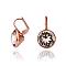 Real Rose Gold Plated Tin Alloy Cubic Zirconia Leverback Earrings, Clear, 22x13mm