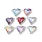 Brass Pave Glass Rhinestone Connector Charms, Heart Links, Cadmium Free & Nickel Free & Lead Free, Mixed Color, Real Platinum Plated, 14x18x6mm, Hole: 1.4mm