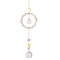 Crystal Glass with Natural Rose Quartz Sun Catcher Pendant, Rainbow Maker, DIY Garden & Home Decoration, 480mm