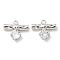 Brass Micro Pave Cubic Zirconia Charms, Cadmium Free & Nickel Free & Lead Free, Real Platinum Plated, 11x13x3mm, Hole: 1mm