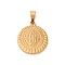 201 Stainless Steel Pendants, PVD Vacuum Plating, Flat Round with Virgin Mary Charm, Golden, 28x20x2.5mm, Hole: 7x3mm