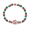 Christmas Bell Glass Beaded Stretch Bracelets, Christmas Theme Bracelets, Green, Inner Diameter: 2-3/8 inch(6.05cm)